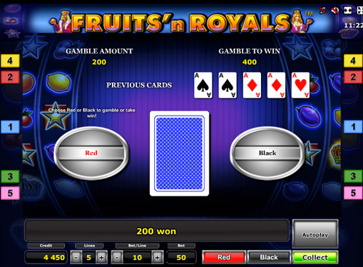 Verdoppelung Spiel des Spielautomat Fruits'n Royals Deluxe