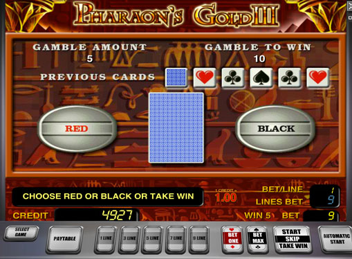 Verdoppelung Spiel des Spielautomat Pharaoh's Gold III