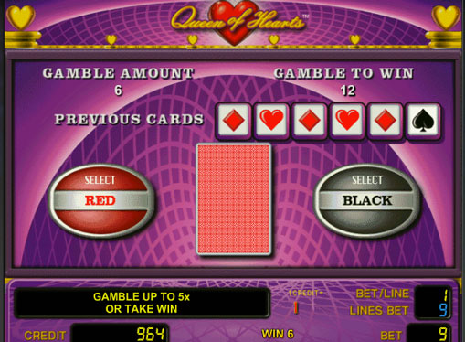 Verdoppelung Spiel des Spielautomat Queen of Hearts