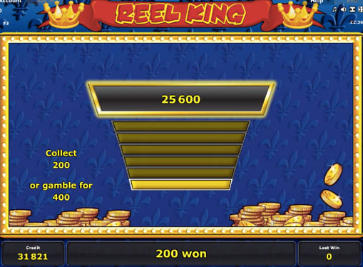 Verdoppelung Spiel des Spielautomat Reel King